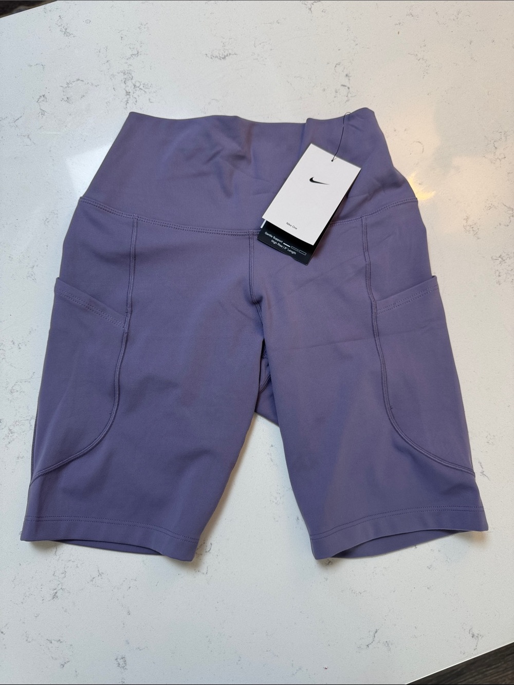 Nike Women's Lavender High-Rise Bike Shorts with Side Pockets